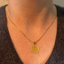 Load image into Gallery viewer, Vintage French Lucky Star of Love 18K Yellow Gold Ruby Charm Pendant
