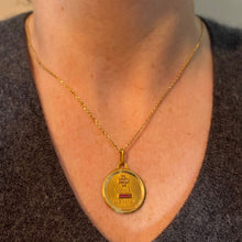 Load image into Gallery viewer, Augis French Plus Hier Ruby Diamond 18K Yellow Gold Love Charm Pendant
