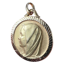 Load image into Gallery viewer, Vintage French 18K Yellow Gold Virgin Mary Religious Pendant Medal
