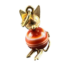 Load image into Gallery viewer, Vintage 18K Yellow Gold Banded Agate Bead Cat Charm Pendant
