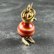 Load image into Gallery viewer, Vintage 18K Yellow Gold Banded Agate Bead Cat Charm Pendant
