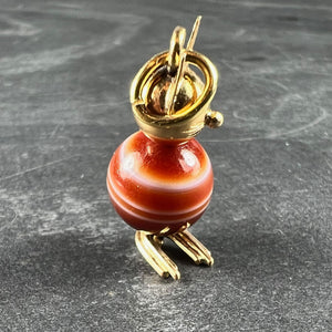Vintage 18K Yellow Gold Banded Agate Bead Cat Charm Pendant