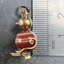 Load image into Gallery viewer, Vintage 18K Yellow Gold Banded Agate Bead Cat Charm Pendant
