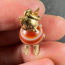 Load image into Gallery viewer, Vintage 18K Yellow Gold Banded Agate Bead Cat Charm Pendant

