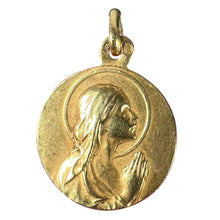 Load image into Gallery viewer, Antique French 18K Yellow Gold Virgin Mary Religious Pendant Medal
