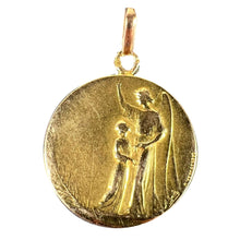 Load image into Gallery viewer, Antique French Ovide Yencesse Angel 18 Karat Yellow Gold Medal Pendant
