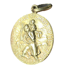 Load image into Gallery viewer, French Tairac Saint Christopher 18K Yellow Gold Religious Travel Medal Pendant
