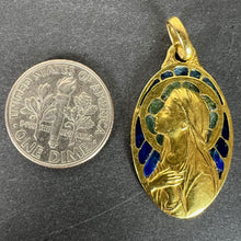 Load image into Gallery viewer, Antique French Virgin Mary Plique A Jour Enamel 18K Yellow Gold Pendant Medal
