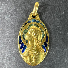 Load image into Gallery viewer, Antique French Virgin Mary Plique A Jour Enamel 18K Yellow Gold Pendant Medal
