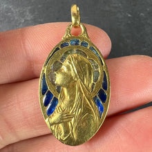 Load image into Gallery viewer, Antique French Virgin Mary Plique A Jour Enamel 18K Yellow Gold Pendant Medal
