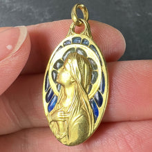 Load image into Gallery viewer, Antique French Virgin Mary Plique A Jour Enamel 18K Yellow Gold Pendant Medal
