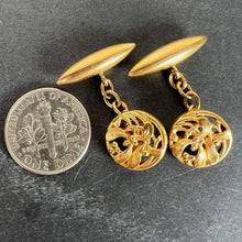 Load image into Gallery viewer, Art Nouveau French Mistletoe Leaves 18K Yellow Gold Cufflinks
