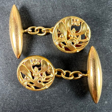 Load image into Gallery viewer, Art Nouveau French Mistletoe Leaves 18K Yellow Gold Cufflinks
