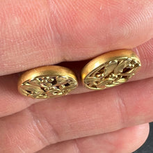 Load image into Gallery viewer, Art Nouveau French Mistletoe Leaves 18K Yellow Gold Cufflinks
