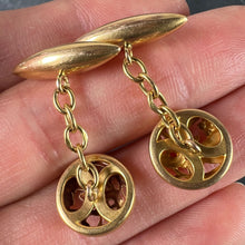 Load image into Gallery viewer, Art Nouveau French Mistletoe Leaves 18K Yellow Gold Cufflinks
