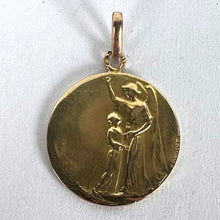 Load image into Gallery viewer, Antique French Ovide Yencesse Angel 18 Karat Yellow Gold Medal Pendant
