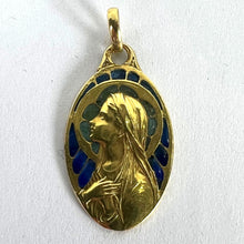 Load image into Gallery viewer, Antique French Virgin Mary Plique A Jour Enamel 18K Yellow Gold Pendant Medal
