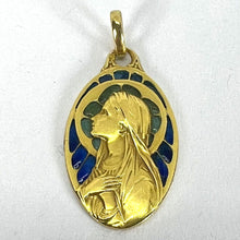 Load image into Gallery viewer, Antique French Virgin Mary Plique A Jour Enamel 18K Yellow Gold Pendant Medal
