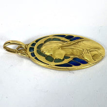 Load image into Gallery viewer, Antique French Virgin Mary Plique A Jour Enamel 18K Yellow Gold Pendant Medal
