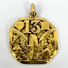 Load image into Gallery viewer, Good Luck 13 Hermes Wheel Cards Clover 18K Yellow Gold Lucky Charm Pendant
