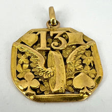 Load image into Gallery viewer, Good Luck 13 Hermes Wheel Cards Clover 18K Yellow Gold Lucky Charm Pendant
