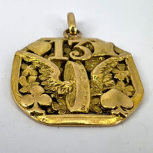 Load image into Gallery viewer, Good Luck 13 Hermes Wheel Cards Clover 18K Yellow Gold Lucky Charm Pendant
