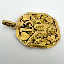 Load image into Gallery viewer, Good Luck 13 Hermes Wheel Cards Clover 18K Yellow Gold Lucky Charm Pendant
