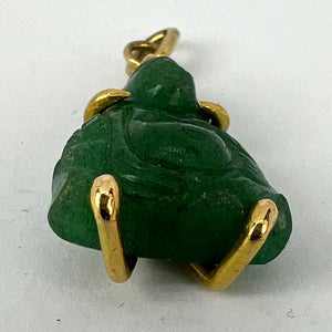 Buddha 18K Yellow Gold Aventurine Quartz Charm Pendant