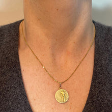 Load image into Gallery viewer, Antique French Ovide Yencesse Angel 18 Karat Yellow Gold Medal Pendant
