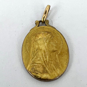 French Tairac Virgin Mary Rolled 18K Yellow Gold Charm Pendant