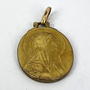 French Tairac Virgin Mary Rolled 18K Yellow Gold Charm Pendant
