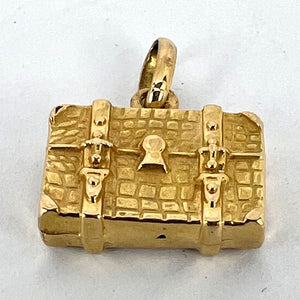 French 18K Yellow Gold Travel Case Suitcase Charm Pendant