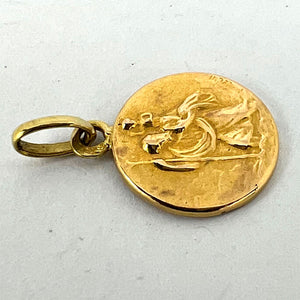 French Saint Christopher 18K Yellow Gold Charm Pendant