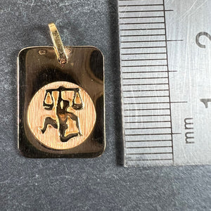 French Libra Starsign Zodiac 18K Yellow Gold Charm Medal Pendant