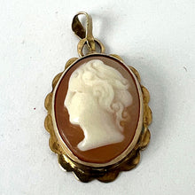 Load image into Gallery viewer, 9K Yellow Gold Diamond Helmet Shell Cameo Charm Pendant
