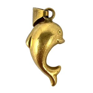 French Dolphin 18K Yellow Gold Charm Pendant