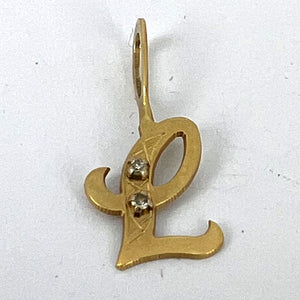Letter L 18K Yellow Gold Diamond Charm Pendant