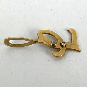 Letter L 18K Yellow Gold Diamond Charm Pendant