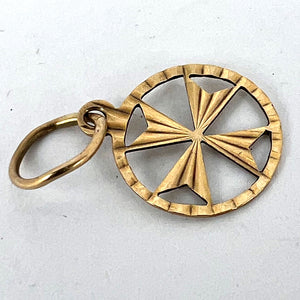 Italian Maltese Cross 9K Yellow Gold Charm Pendant