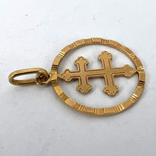 Load image into Gallery viewer, French Lorraine Cross 18K Yellow Gold Charm Pendant
