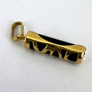 Tiki Totem 18K Yellow Gold Onyx Good Luck Charm Pendant