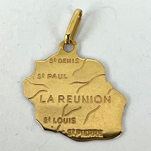 French La Reunion Island Map 18 Karat Yellow Gold Charm Pendant