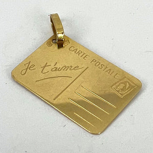 French Je T'aime Mother Postcard 18K Yellow Gold Love Charm Pendant