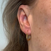 Load image into Gallery viewer, Vintage French 18 Karat Yellow Gold Lever Back Ridged Hoop Earrings
