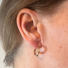 Load image into Gallery viewer, Vintage French 18 Karat Yellow Gold Lever Back Faceted Hoop Earrings
