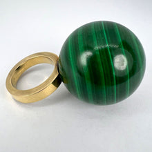 Load image into Gallery viewer, Malachite Sphere 18 Karat Yellow Gold Ring Pendant
