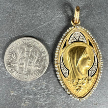 Load image into Gallery viewer, Antique Virgin Mary 18K Yellow Gold Pearl Diamond Medal Pendant
