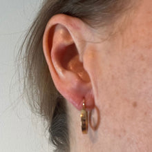 Load image into Gallery viewer, Vintage French 18 Karat Yellow Gold Lever Back Ridged Hoop Earrings
