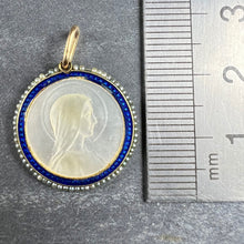 Load image into Gallery viewer, Virgin Mary Mother of Pearl Enamel 18K Yellow Gold Pearl Medal Pendant
