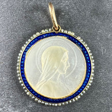 Load image into Gallery viewer, Virgin Mary Mother of Pearl Enamel 18K Yellow Gold Pearl Medal Pendant
